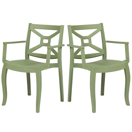 Rainbow Outdoor Zeus Set of 2 Stackable Armchair-Green RBO-ZEUSBOX-GRE-AC-SET2